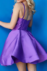 A line Sweetheart Satin Short Homecoming Dress